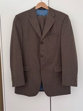 Vintage Coppley Brown Pinstripe 2-Piece Suit Size 40R